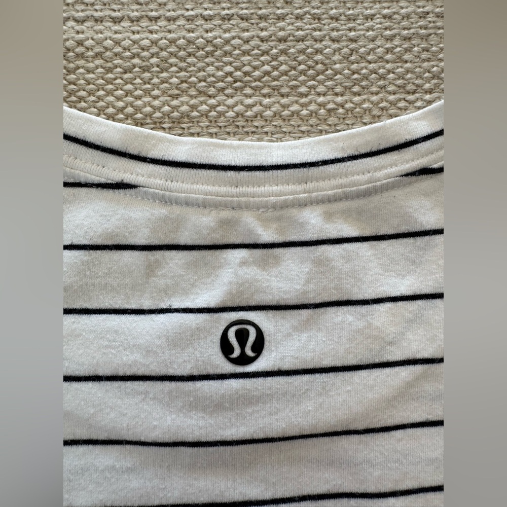 Lululemon Black White Stripes Basic Short Sleeve … - image 3